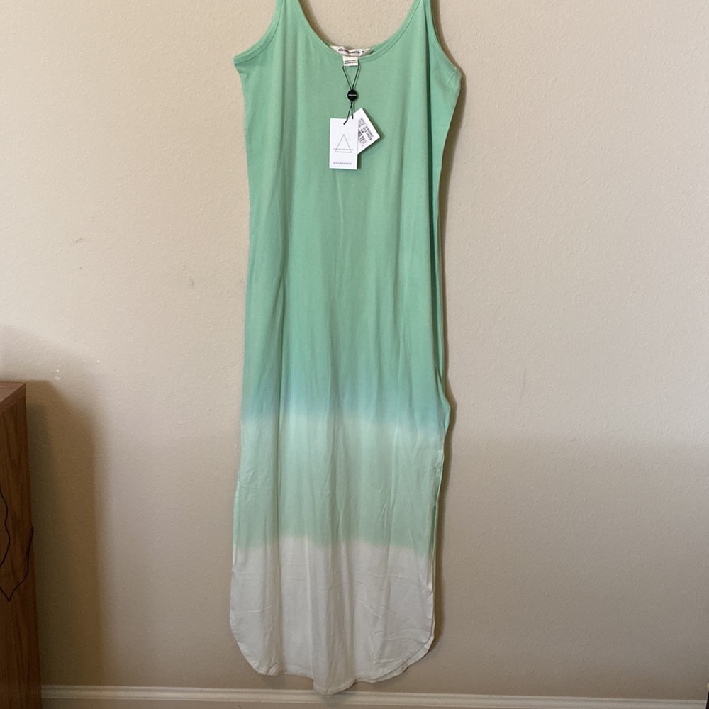 Eleven Paris maxi tank dress ombré green loungewear sleepwear beach coverup NWT - Picture 2 of 5